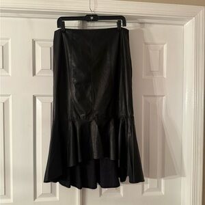 New York & Company Elegant Black Leather Skirt